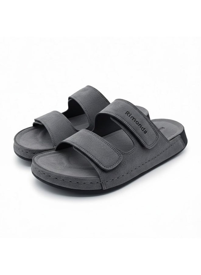 Stylish men's slippers with a modern and comfortable design – genuine leather and non-slip orthopedic sole, available in various sizes and colors. - Image 2